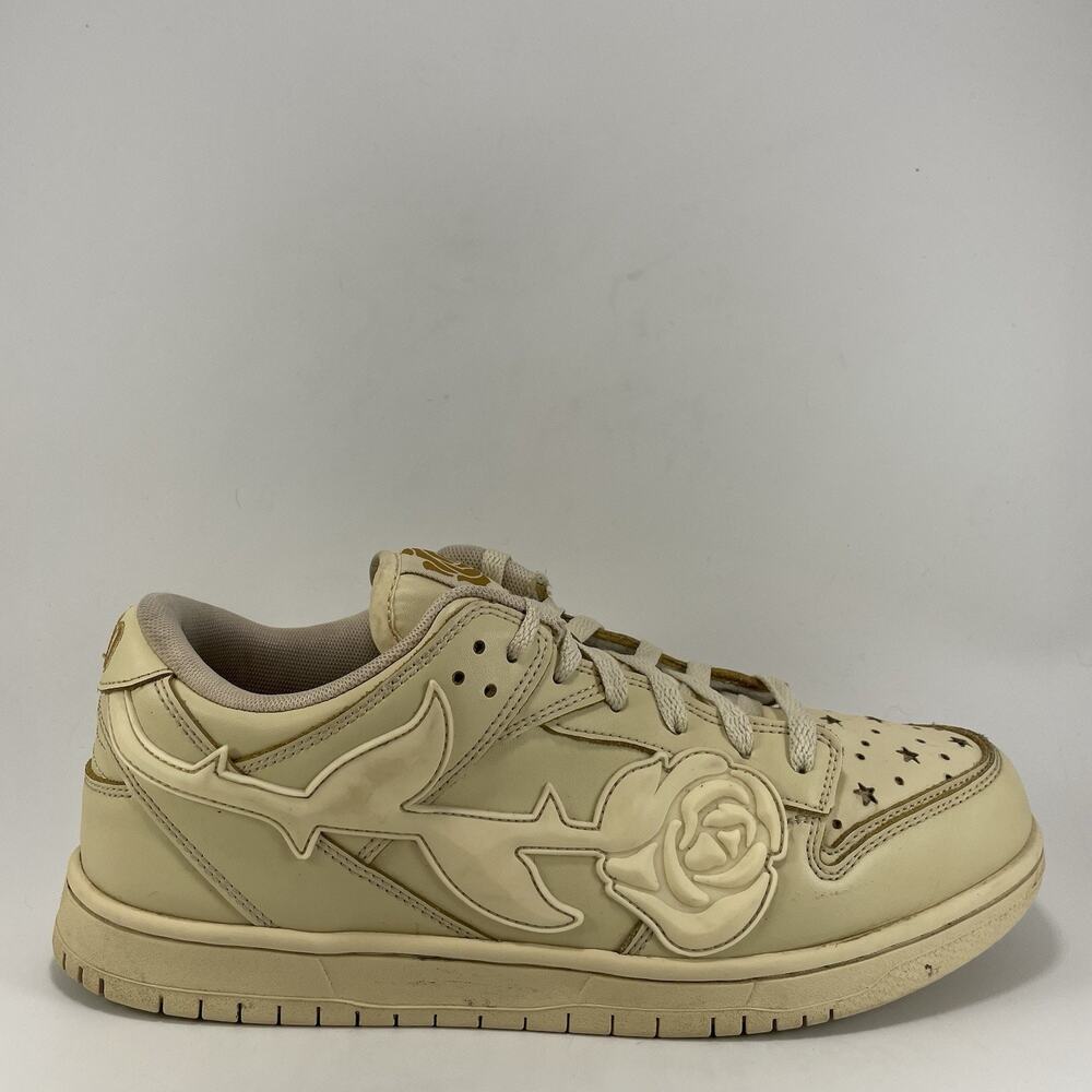 Kizo Kicks Leather Casual Sneakers Mens Size 10.5 “Coffee” Tan Rose Flower